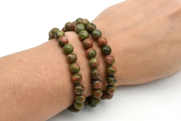 Unakite bead bracelet 8 mm