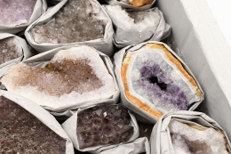 Amethyst Drusen mit Calcit und Achat Idar-Oberstein