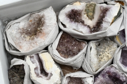 Amethyst Drusen mit Calcit und Achat Idar-Oberstein