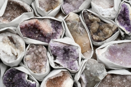 Amethyst Drusen mit Calcit und Achat Idar-Oberstein