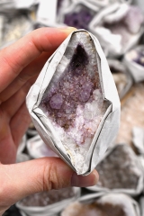 Amethyst Drusen mit Calcit und Achat Idar-Oberstein