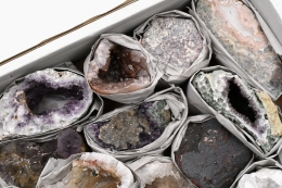 Amethyst Drusen mit Calcit und Achat Idar-Oberstein