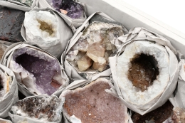 Amethyst Drusen mit Calcit und Achat Idar-Oberstein