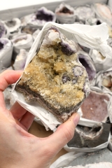 Amethyst Drusen mit Calcit und Achat Idar-Oberstein