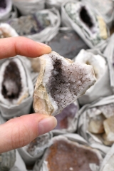 Amethyst Drusen mit Calcit und Achat Idar-Oberstein