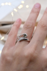 Moldavit Ring Brilliant-Schliff