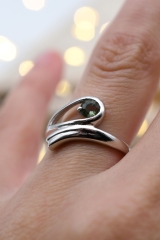 Moldavit Ring Brilliant-Schliff