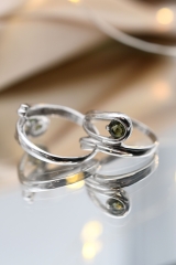 Moldavit Ring Brilliant-Schliff