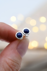 Lapis Lazuli Ohrstecker rund mit Silberrand