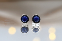 Lapis Lazuli Ohrstecker rund mit Silberrand