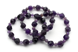 Amethyst Armband Ikosaeder und Kugel