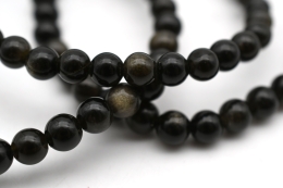 Obsidian gold bead bracelet 6 mm