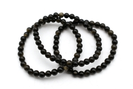 Obsidian gold bead bracelet 6 mm