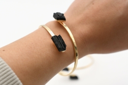 Armreif mit Sch�rl Kristallen goldfarben galvanisiert