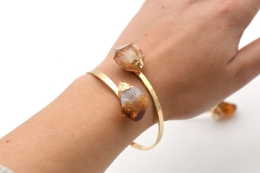 Citrin (gbrannt) Armreif goldfarben galvanisiert