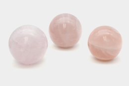 Rose Quartz Spheres with Cut Base