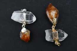 Clear quartz and citrine pendant galvanized