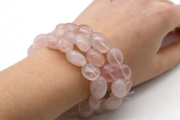 Rosenquarz Trommelstein Armband