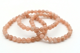 Aprikosen Mondstein Kugelarmband  6 mm
