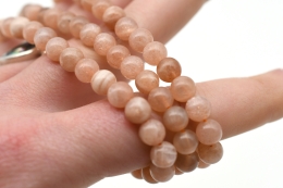 Aprikosen Mondstein Kugelarmband  6 mm