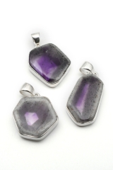 Amethyst Scheibe 925 Silber Anh�nger