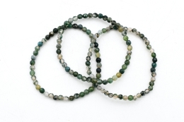 Moss agate bead bracelet faceted 4 mm
