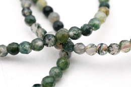Moss agate bead bracelet faceted 4 mm