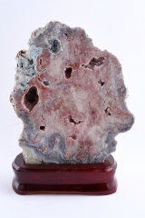 Amethyst pink Scheibe auf Holzsockel ab 13 Kg