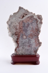 Amethyst pink Scheibe auf Holzsockel ab 13 Kg