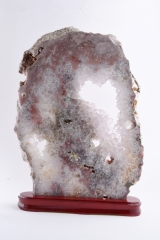 Amethyst pink Scheibe auf Holzsockel ab 13 Kg