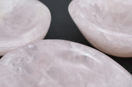 Polished rose quartz bowl