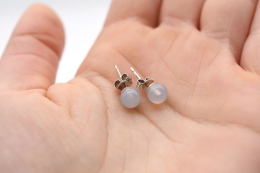 Chalcedon Ohrstecker rund ca. 6 mm