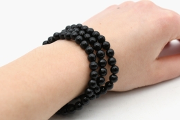 Obsidian Kugel Armband facettiert 6 mm