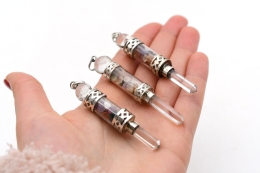 Bergkristall Pendel mit Trommelsteinf�llung