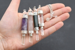 Pendulum long clear quartz point different sorts