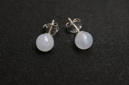 Chalcedon Ohrstecker rund ca. 6 mm