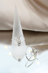 Moon stone white silver ring