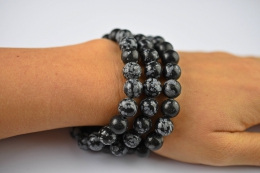 Schneeflocken Obsidian�Kugel Armband 10 mm