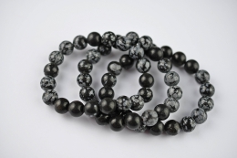 Schneeflocken Obsidian�Kugel Armband 10 mm