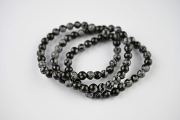 Schneeflocken Obsidian Kugel Armband 8 mm