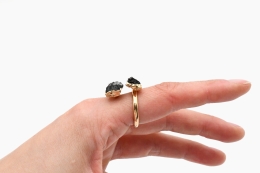 Sch�rl Rohkristall Ring goldfarben