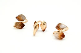 Citrin Spitzen Ring goldfarben