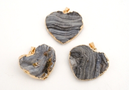 Chalcedon Herz Anh�nger galvanisiert goldfarben