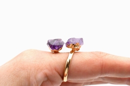 Amethyst Spitzen Ring goldfarben