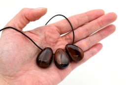 Tigerauge rot Trommelsteine flach gebohrt 5-er Set