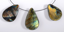 Labradorit Emu Eggs gebohrt (gro�)