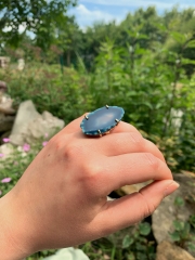 Achat Scheibe Blau Ring