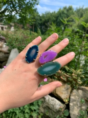 Achat Scheibe Blau Ring