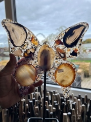 Agate butterfly on metal stand size S - 5 pieces