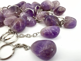 25 keychain amethyst tumbled stones